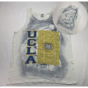 Vintage 90s UCLA Bruins All Over Print Tanktop Shirt XLarge Men Basketball Anvil
